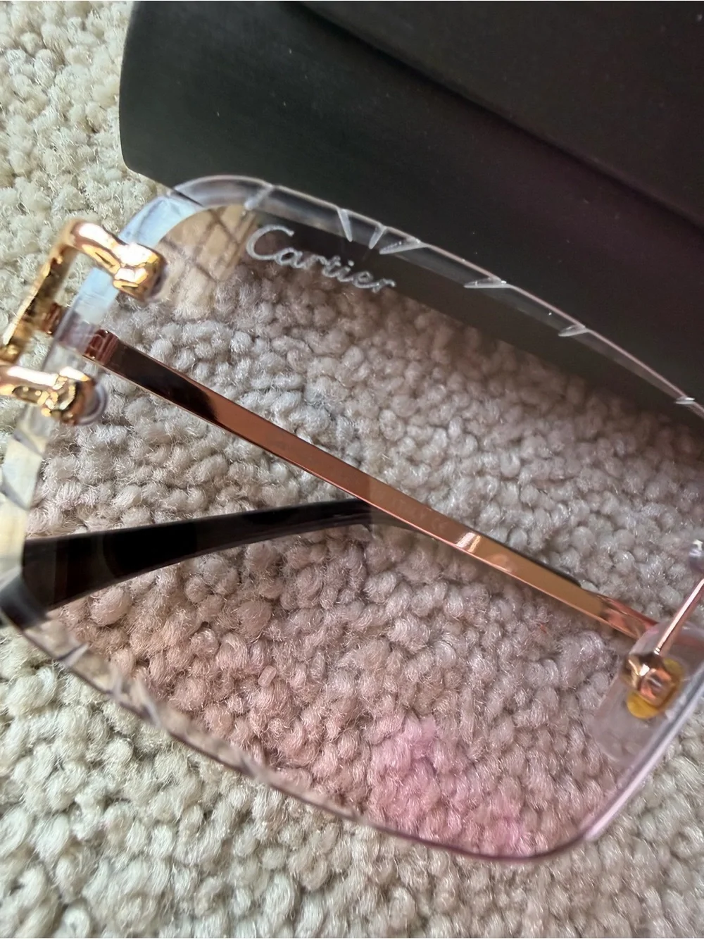 Cartier Big C Glasses with Diamond Cut Lenses and Gold Frame